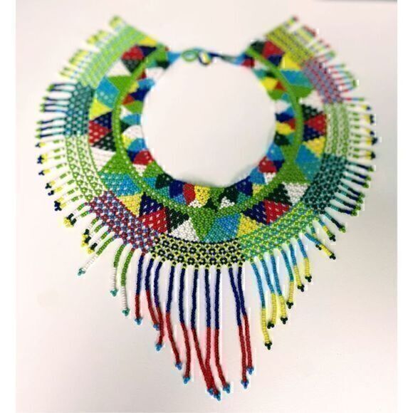 New Beautiful Handmade Colorful Beaded Mexican Collar Necklace - Picture 1 of 5
